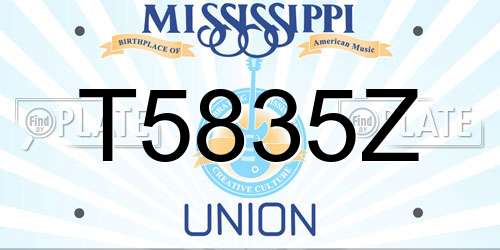 T5835Z Mississippi License Plate