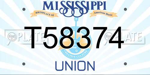 T58374 Mississippi License Plate