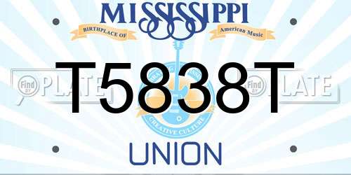 T5838T Mississippi License Plate