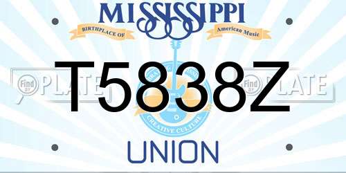 T5838Z Mississippi License Plate