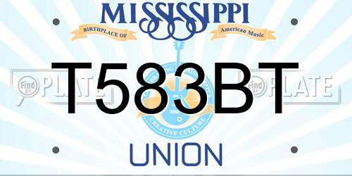 T583BT Mississippi License Plate