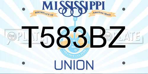 T583BZ Mississippi License Plate