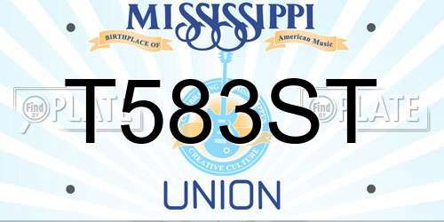 T583ST Mississippi License Plate