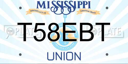 T58EBT Mississippi License Plate