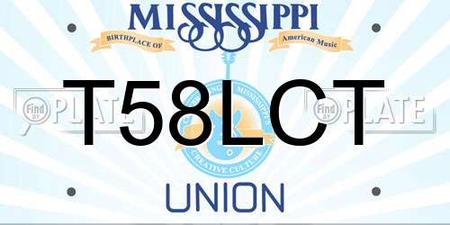 T58LCT Mississippi License Plate