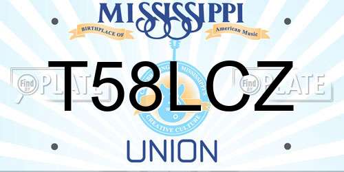 T58LCZ Mississippi License Plate