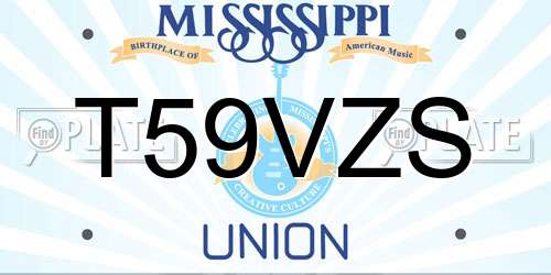 T59VZS Mississippi License Plate