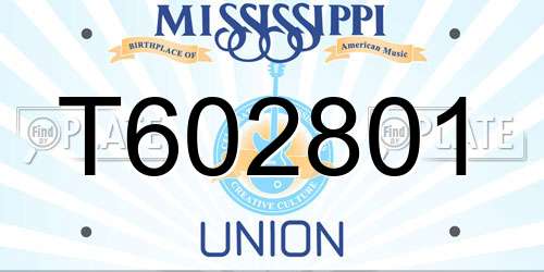 T602801 Mississippi License Plate