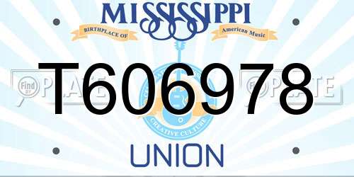 T606978 Mississippi License Plate
