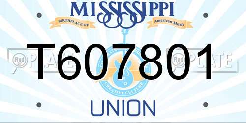 T607801 Mississippi License Plate