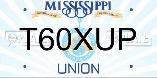 T60XUP Mississippi License Plate