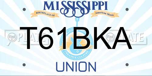 T61BKA Mississippi License Plate