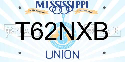 T62NXB Mississippi License Plate