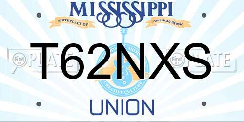 T62NXS Mississippi License Plate