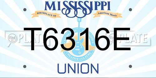 T6316E Mississippi License Plate