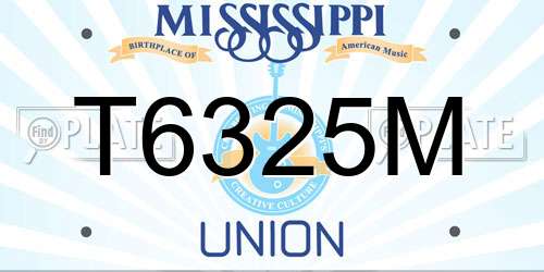 T6325M Mississippi License Plate
