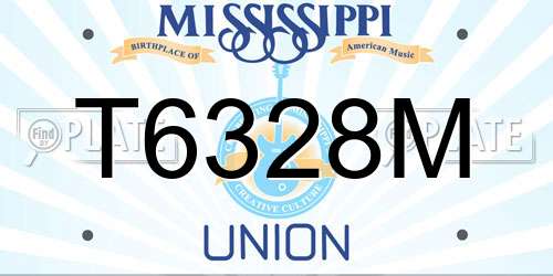 T6328M Mississippi License Plate