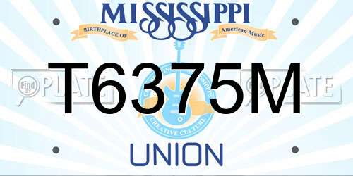 T6375M Mississippi License Plate