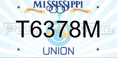T6378M Mississippi License Plate