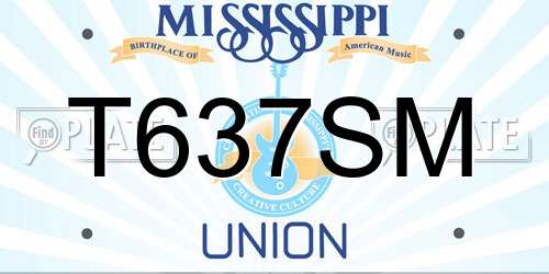 T637SM Mississippi License Plate