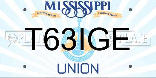 T63IGE Mississippi License Plate
