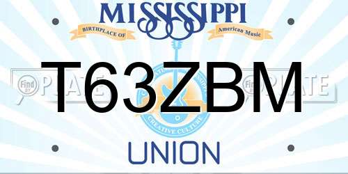 T63ZBM Mississippi License Plate