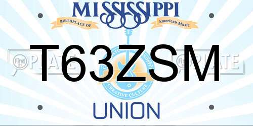 T63ZSM Mississippi License Plate