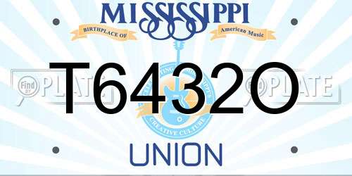 T6432O Mississippi License Plate