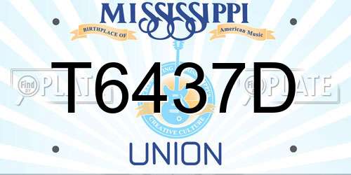 T6437D Mississippi License Plate