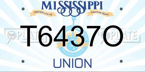 T6437O Mississippi License Plate