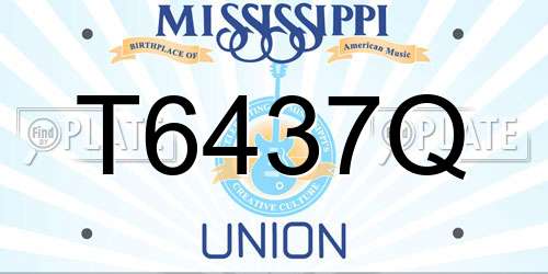 T6437Q Mississippi License Plate