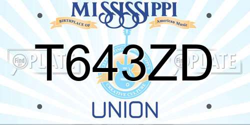 T643ZD Mississippi License Plate