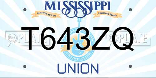 T643ZQ Mississippi License Plate