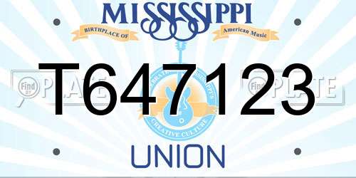 T647123 Mississippi License Plate
