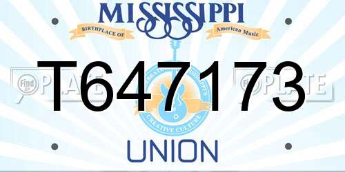 T647173 Mississippi License Plate