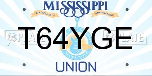 T64YGE Mississippi License Plate