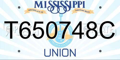 T650748C Mississippi License Plate