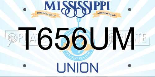 T656UM Mississippi License Plate