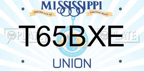 T65BXE Mississippi License Plate