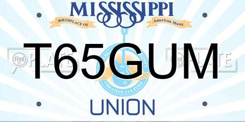 T65GUM Mississippi License Plate