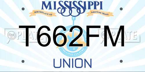 T662FM Mississippi License Plate