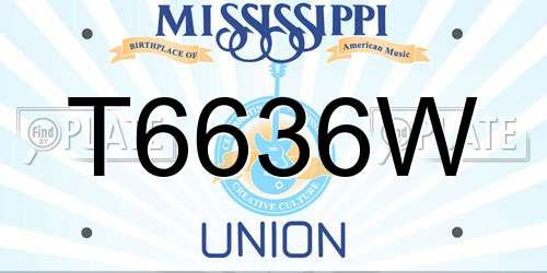 T6636W Mississippi License Plate