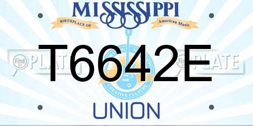 T6642E Mississippi License Plate