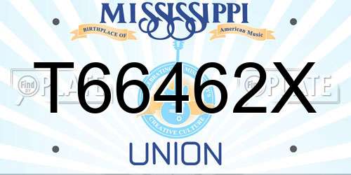 T66462X Mississippi License Plate