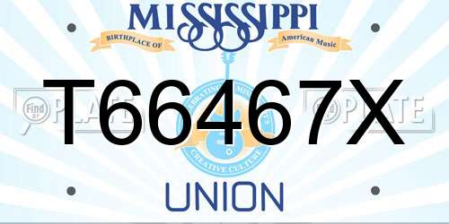 T66467X Mississippi License Plate