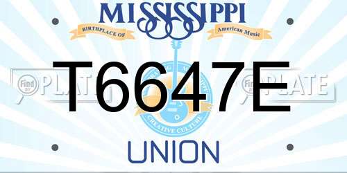 T6647E Mississippi License Plate