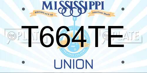 T664TE Mississippi License Plate