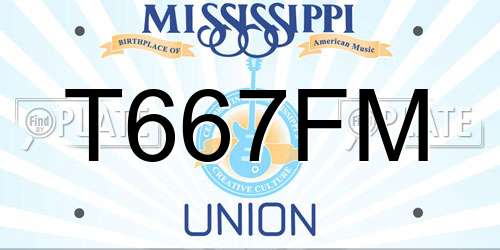 T667FM Mississippi License Plate