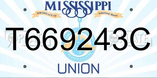 T669243C Mississippi License Plate