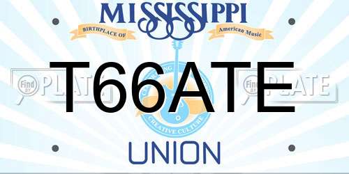 T66ATE Mississippi License Plate